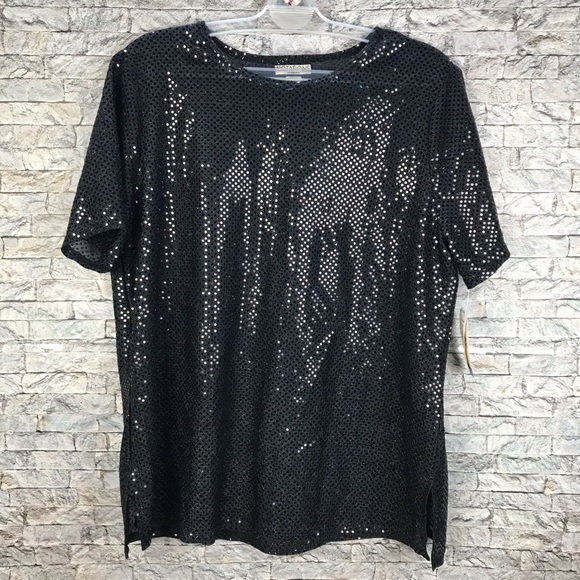 NOTATIONS NWT SIZE 1X BLOUSE-SHORT SLEEVE-SEQUINS - Picture 12 of 16